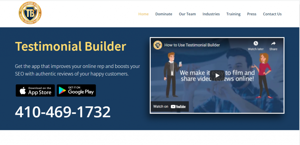 Testimonial Builder Testimonial videos made easy! Record video reviews to boost reputation with