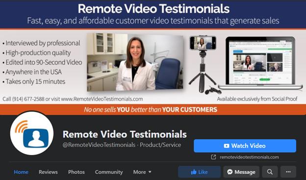 Remote Video Testimonials facebook page