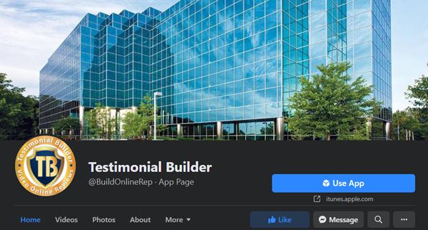 Testimonial Builder Facebook Page